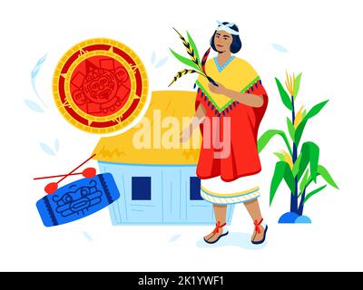 Femme paysanne native - affiche vectorielle moderne de couleur Illustration de Vecteur