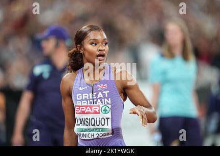 Imani-Lara Lansiquot participant aux 100 mètres des Championnats d'athlétisme européens de Munich 2022. Banque D'Images