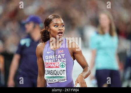 Imani-Lara Lansiquot participant aux 100 mètres des Championnats d'athlétisme européens de Munich 2022. Banque D'Images