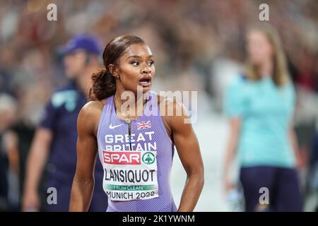 Imani-Lara Lansiquot participant aux 100 mètres des Championnats d'athlétisme européens de Munich 2022. Banque D'Images