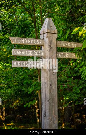 Une description de la piste dans l'Acadia National Park, Maine Banque D'Images