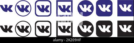 Un beau vecteur d'un logo Vkontakte est placé dans différentes formes isolées sur un fond blanc Illustration de Vecteur