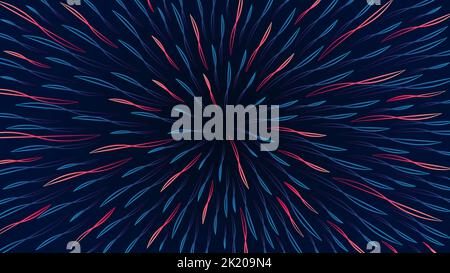 Tendance abstrait coloré bandes ondulées motif radial en spirale sur fond sombre. Modèle de fête moderne sur dégradé violet, bleu, cyan, rose Illustration de Vecteur