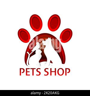 Modèle de conception de papier vectoriel avec logo de la boutique pour animaux de compagnie Illustration de Vecteur
