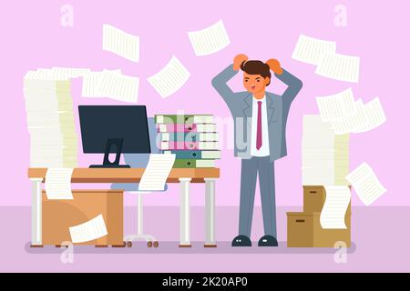 Design plat vectoriel pour les employés de bureau déprimés Illustration de Vecteur