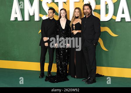 Rami Malek, Andrea Riseborough, Margot Robbie et Christian Bale, première européenne d'Amsterdam, Leicester Square, Londres, Royaume-Uni, 21 septembre 2022, photo Banque D'Images