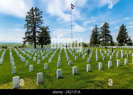 Cimetière national de Custer; monument national du champ de bataille de Little Bighorn; Montana; États-Unis Banque D'Images