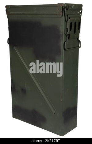 AMMO CAN pour 81mm mortiers de cartidge isolés sur fond blanc Banque D'Images