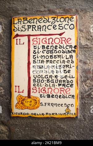 Bénédiction de San Francis Prayer Wall plaque Bologne Italie Banque D'Images
