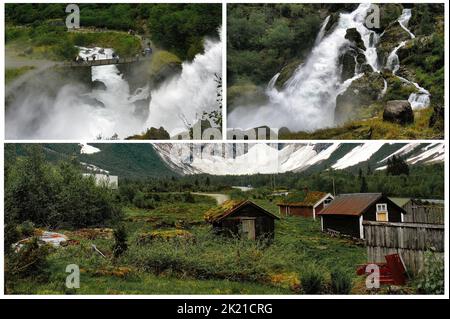 Paysages norvégiens - quelques belles et pittoresques cascades norvégiennes Banque D'Images