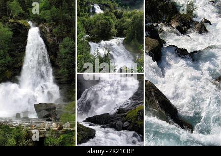 Paysages norvégiens - quelques belles et pittoresques cascades norvégiennes Banque D'Images