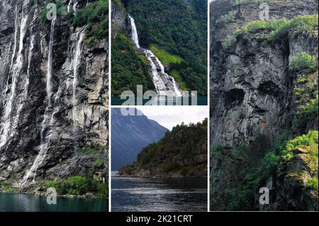 Paysages norvégiens - quelques belles et pittoresques cascades norvégiennes Banque D'Images