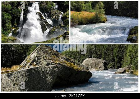 Paysages norvégiens - quelques belles et pittoresques cascades norvégiennes Banque D'Images