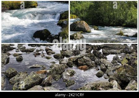 Paysages norvégiens - quelques belles et pittoresques cascades norvégiennes Banque D'Images