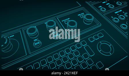 Illustration vectorielle stylisée du panneau de commande CNC Illustration de Vecteur