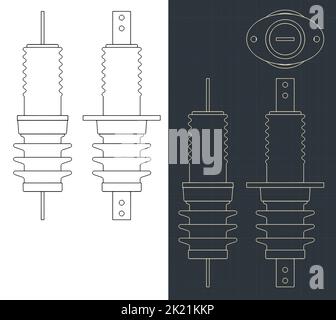 Illustrations vectorielles stylisées de modèles d'isolateurs haute tension Illustration de Vecteur