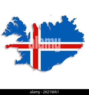 Carte d'Islande sur fond blanc avec masque Banque D'Images