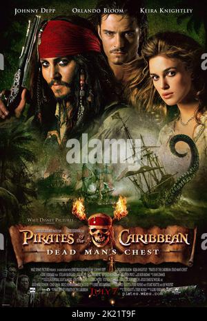 JOHNNY Depp, Orlando Bloom, Keira Knightley, l'AFFICHE DE PIRATES DES CARAÏBES : DEAD MAN'S CHEST, 2006 Banque D'Images