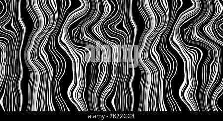 Abstract black onyx slice background. Seamless elegant section of black and white agate marble in vertical retro wavy stripes. Tileable 8K high resolu Stock Photo