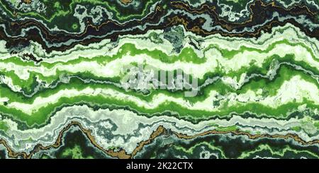 Seamless gold encrusted green agate gem stone background texture. Tileable marble, malachite, jade or emerald cut mineral slice pattern. A high resolu Stock Photo