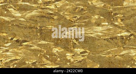 Seamless crumpled gold foil background texture. Tileable golden metallic detailed luxury surface pattern illustration. A high resolution elegant fashi Stock Photo