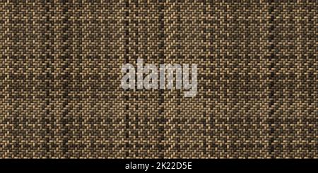 Seamless realistic bamboo basket weave repeat pattern. Dark brown wooden wicker rattan mat or thatch twill textile texture for fashion or interior des Stock Photo