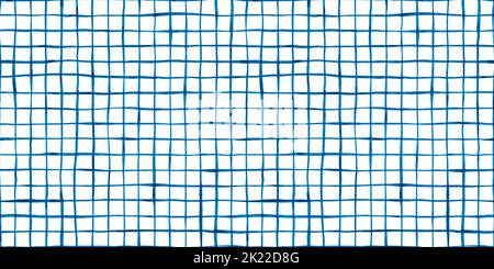 Seamless Clean and simple hand drawn watercolor windowpane grid squares pattern in indigo blue and white. High resolution textile background texture Banque D'Images