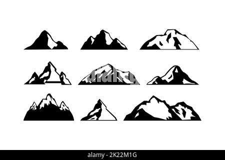 Collection clip-art Mountain Silhouettes, isolée sur fond blanc. Illustration de Vecteur