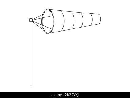 Windsock vitesse du vent Black Line art vector icône. Illustration de Vecteur