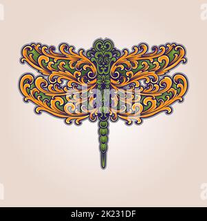 Luxury vintage dragonfly ornament illustration vector illustrations for your work logo, merchandise t-shirt, stickers and label designs, poster Stock Vector