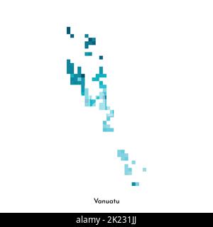 Illustration géométrique à vecteur isolé avec forme simple bleu glacé de la carte de Vanuatu. Style pixel art pour modèle NFT. Logo en pointillés avec texture dégradé Illustration de Vecteur