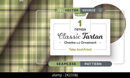 Motif militaire Tartan sans couture, texture militaire, tissu écossais à carreaux Illustration de Vecteur