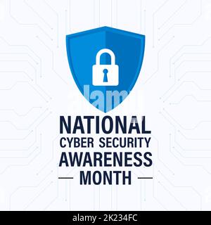 Mois national de sensibilisation à la cybersécurité. Il est célébré chaque année en octobre. Fond, affiche, carte, illustration vectorielle de bannière Illustration de Vecteur