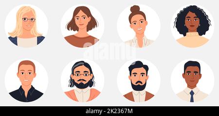 Portraits de divers groupes d'âge mixte de professionnels d'affaires. Illustration de Vecteur