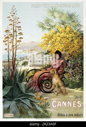 FRÉDÉRIC HUGO d'ALESI (1849-1906) affiche de voyage Cannes c 1890-1900 Banque D'Images