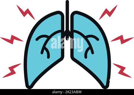 Icône maladie des poumons. Maladie respiratoire. Symbole de pneumonie Illustration de Vecteur