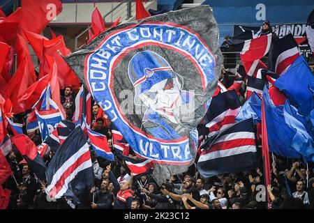 Paris, France - 21 septembre 2022, supporters du PSG lors de la Ligue des champions de l'UEFA, match de football entre Paris Saint-Germain et BK Hacken sur 21 septembre 2022 au stade Jean Bouin à Paris, France - photo Matthieu Mirville / DPPI Banque D'Images