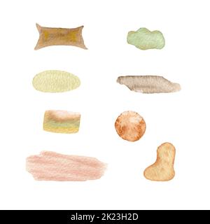 Résumé taches d'aquarelle dessins à la main. Kit d'automne taches de couleur aquarelle pour le lettrage Banque D'Images
