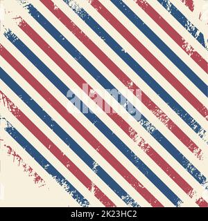 Barbier couleur doublure vintage sorbby grunge fond. Motif vectoriel bleu-rouge. Motif à rayures diagonales Illustration de Vecteur