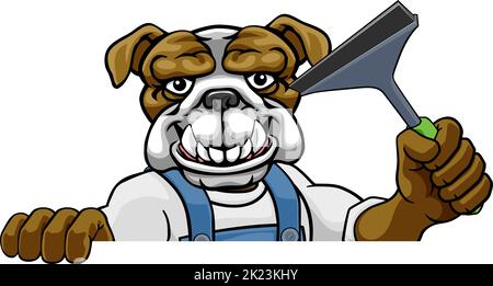 Voiture Bulldog ou Window Cleaner Holding Raclette Illustration de Vecteur