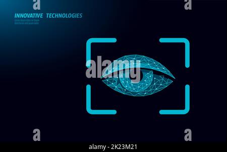 Concept de la technologie d'autorisation du scanner oculaire 3D. Reconnaissance biométrique de la sécurité des données. Illustration vectorielle du système de base de données d'identité moderne Illustration de Vecteur
