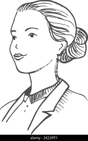 Avatar féminin dessiné à la main. Image de profil femme Illustration de Vecteur