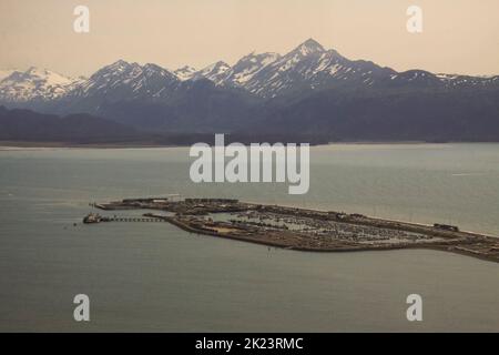 Vue aérienne de Homer Alaska pendant le transport aérien du parc national de Katmai à Homer, Alaska Banque D'Images