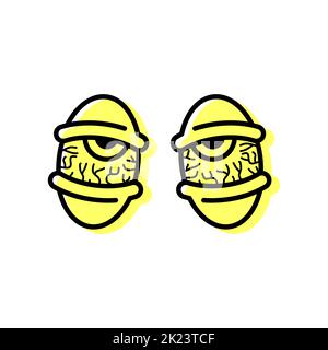 Yeux fatigués avec capillaires. Yeux rasta isolés. Yeux tripty. Addict avec yeux rouges. Illustration de Vecteur