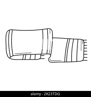 Livre de coloriage pour enfants. Foulard chaud, contour sur fond blanc. Vecteur de style dessin animé à la main Illustration de Vecteur