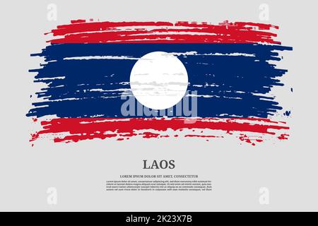 Drapeau Laos avec effet de pinceau et affiche de texte d'information, fond vectoriel Illustration de Vecteur