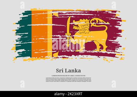 Drapeau Sri Lanka avec effet de pinceau et affiche de texte d'information, fond vectoriel Illustration de Vecteur