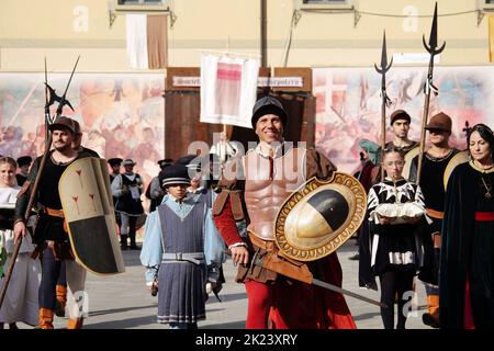 Italie, Sansepolcro (Arezzo), 11 septembre 2022 : Palio de Crossbow (Palio della Balestra). Il s'agit d'un événement historique qui a été tenu en permanence Banque D'Images