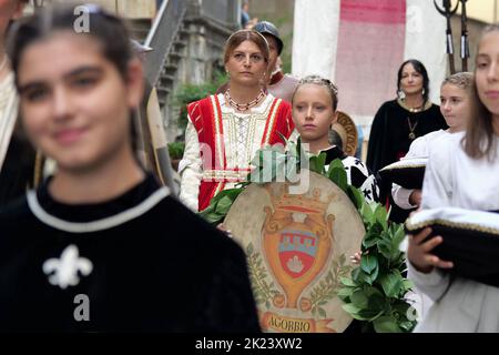 Italie, Sansepolcro (Arezzo), 11 septembre 2022 : Palio de Crossbow (Palio della Balestra). Il s'agit d'un événement historique qui a été tenu en permanence Banque D'Images