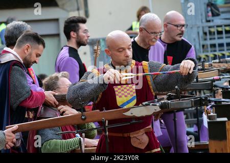 Italie, Sansepolcro (Arezzo), 11 septembre 2022 : Palio de Crossbow (Palio della Balestra). Il s'agit d'un événement historique qui a été tenu en permanence Banque D'Images